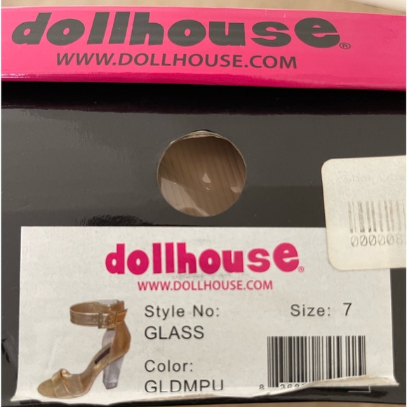 Dollhouse Clear heel Gold Heel Sandals 7 NEW - Picture 7 of 8